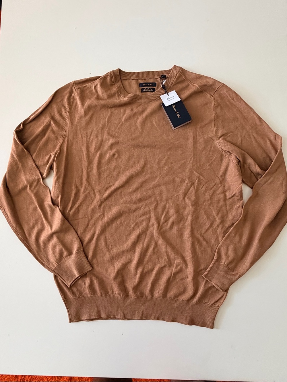 Paul & Shark Lightweight Crewneck Sweater in Camel Brown